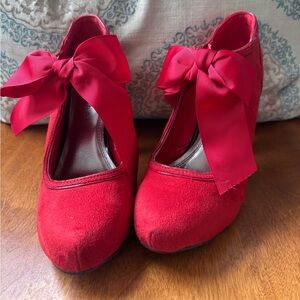Red suede heels